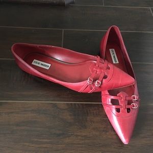 Red Leather Steve Madden Flats